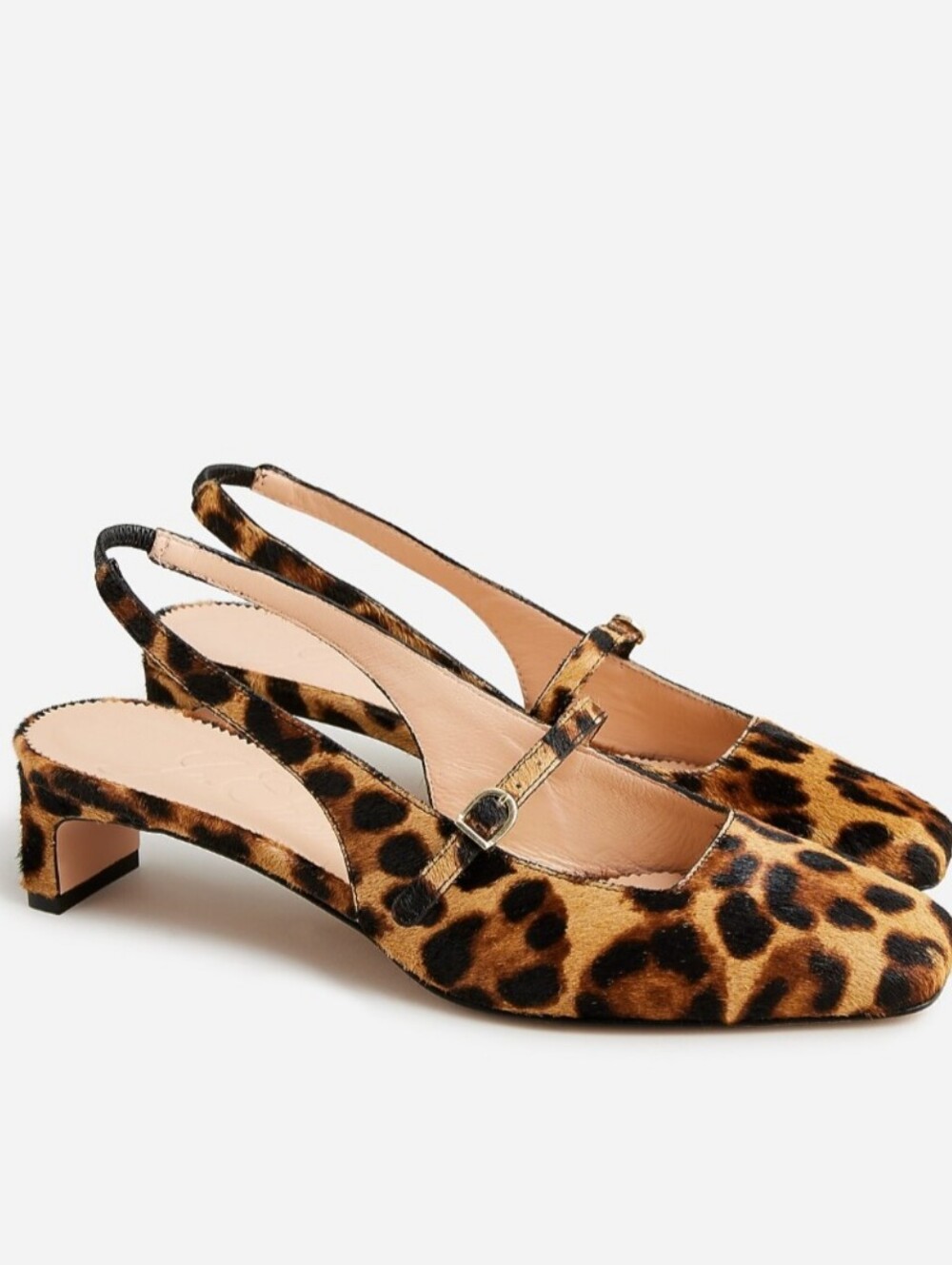 J. Crew Leopard Print Slingback Mary Jane Flats - Tan & Black  Sz. 7M